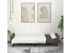 Sofá cama de 2 plazas terciopelo gris oscuro
