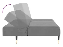 Sofá cama de 2 plazas terciopelo gris claro