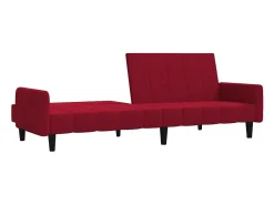 Sofá cama de 2 plazas terciopelo color vino tinto