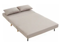 Sofá cama de con patas de madera, 2 plazas beige