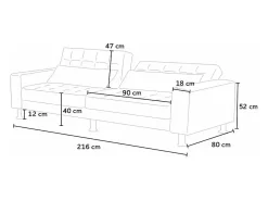 Sofá cama de matrimonio 2-3 plazas con respaldo reclinable y cojines Quarzo Pronto Letto - Gris