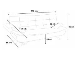 Sofá cama de microfibra de 2 plazas de diseño moderno Centenario - Gris