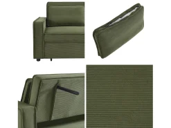 Sofá cama de pana de 3 plazas kaki oscuro