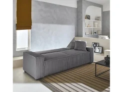 Sofá cama de pana de 3 plazas gris claro