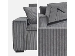 Sofá cama de pana de 3 plazas gris claro
