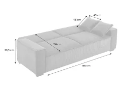 Sofá cama de pana de 3 plazas gris claro