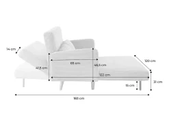 Sofá cama de pana de 2 plazas con patas de madera gris claro