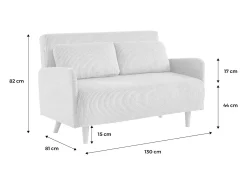 Sofá cama de pana de 2 plazas con patas de madera gris claro