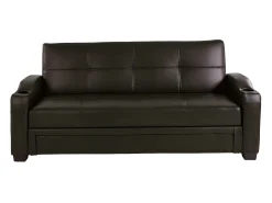 Sofá cama de piel sintética en color marrón MIRELLA