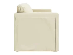 Sofá cama de suelo 2 en 1 cuero sintético crema 112x174x55 cm