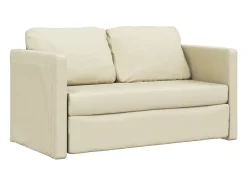 Sofá cama de suelo 2 en 1 cuero sintético crema 112x174x55 cm
