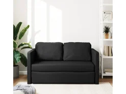 Sofá cama de suelo 2 en 1 cuero sintético negro 112x174x55 cm