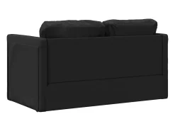 Sofá cama de suelo 2 en 1 cuero sintético negro 112x174x55 cm