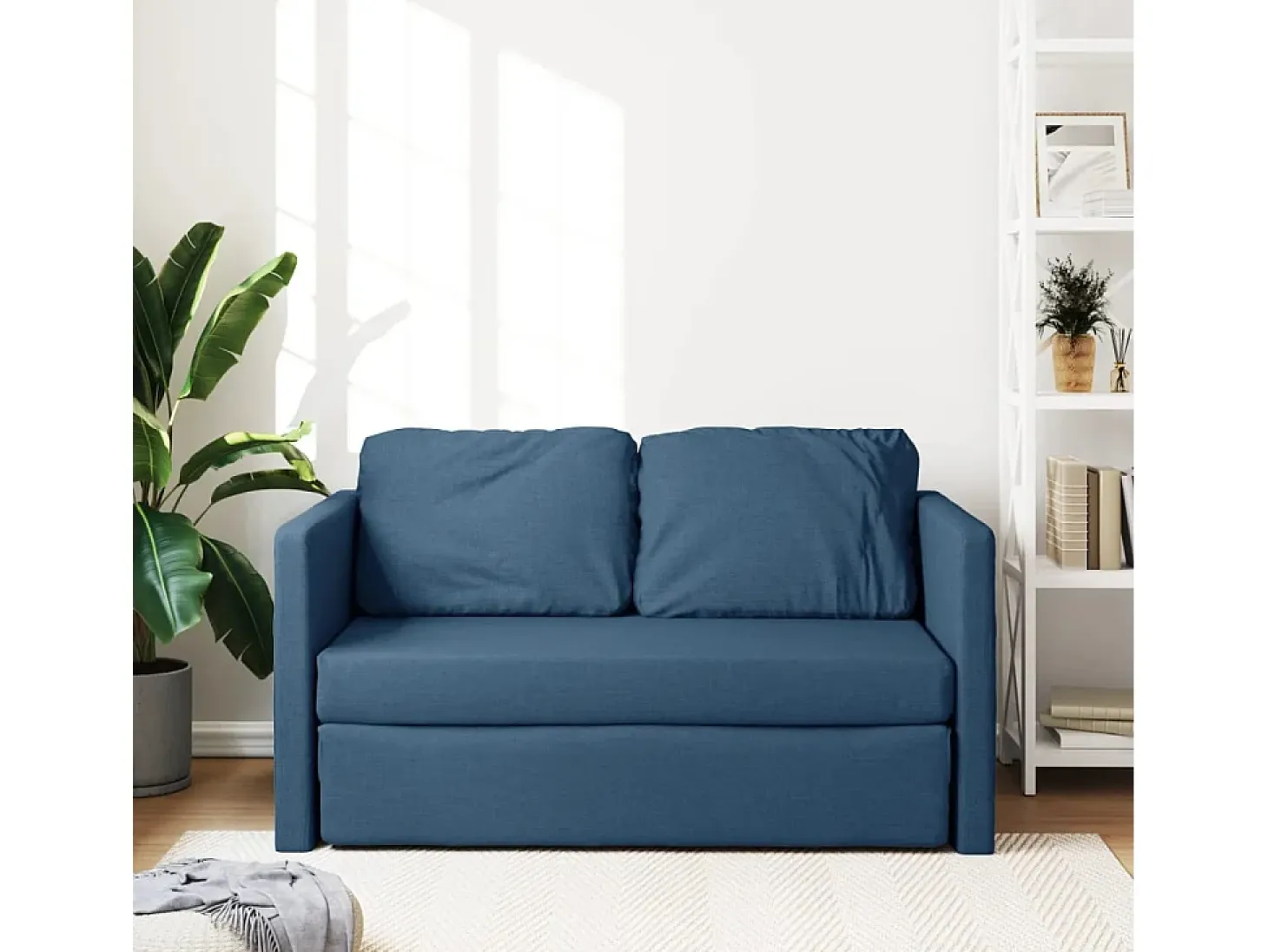 Sofá cama de suelo 2 en 1 tela azul 112x174x55 cm ES99632