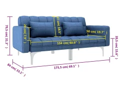 Sofá cama de tela azul