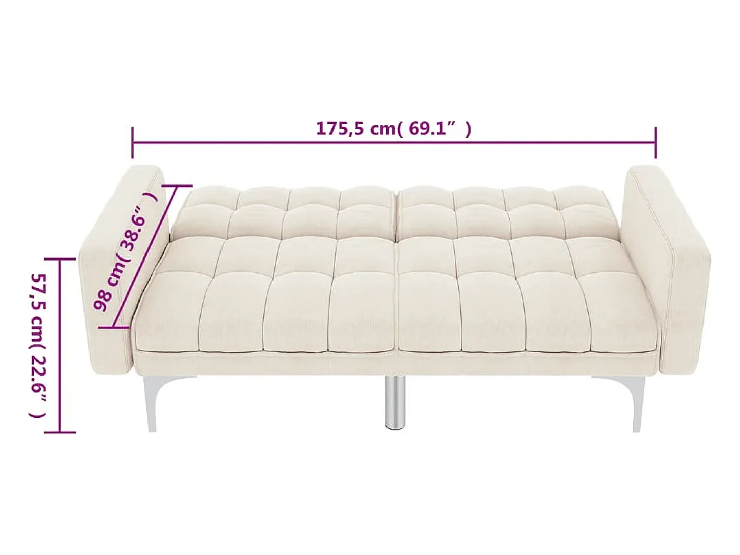 Sofá cama de tela color crema