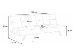 Sofá cama de tela con puerto USB y patas de metal design Astralis - Gris
