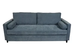 Sofá cama de 90x210x90-152 cm de tela super soft en color azul y patas negras Loli