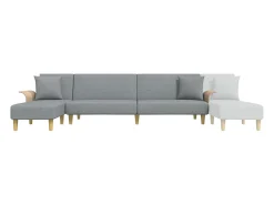 Sofá cama en forma de L tela gris claro 279x140x70 cm
