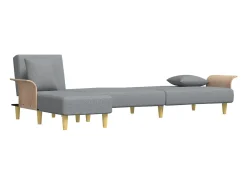 Sofá cama en forma de L tela gris claro 279x140x70 cm