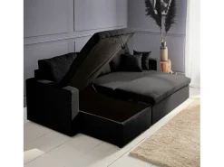Sofá cama esquinero reversible de 3 plaza negro