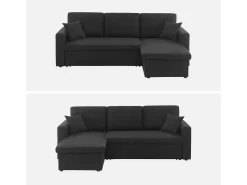 Sofá cama esquinero reversible de 3 plaza negro