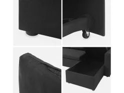 Sofá cama esquinero reversible de 3 plaza negro