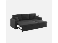 Sofá cama esquinero reversible de 3 plaza negro