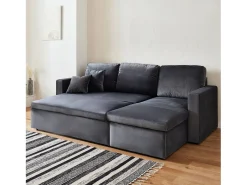 Sofá cama esquinero reversible de 3 plazas gris oscuro