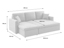 Sofá cama esquinero reversible de 3 plazas gris oscuro