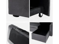 Sofá cama esquinero reversible de 3 plazas gris oscuro