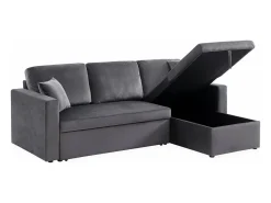 Sofá cama esquinero reversible de 3 plazas gris oscuro