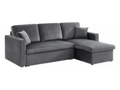 Sofá cama esquinero reversible de 3 plazas gris oscuro