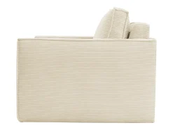 Sofá cama exprés AMELIA de 3 plazas en pana beige - Superficie de descanso de 140 cm - Colchón viscoelástico de 13 cm