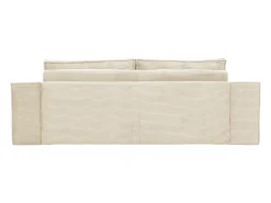 Sofá cama exprés AMELIA de 3 plazas en pana beige - Superficie de descanso de 140 cm - Colchón viscoelástico de 13 cm