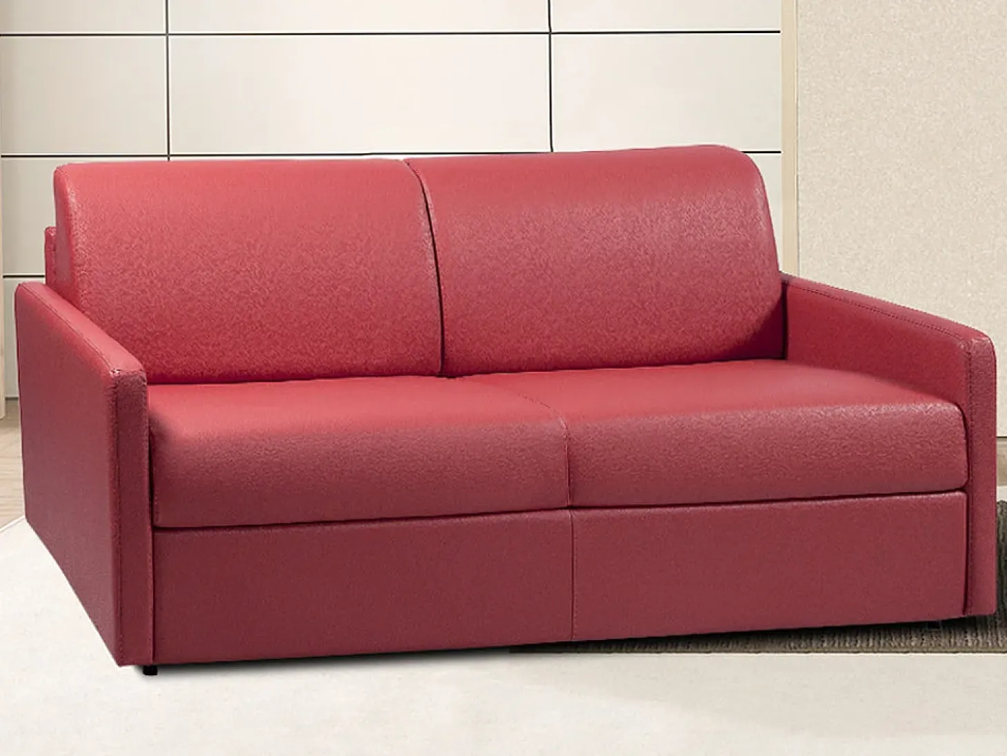 Sofá cama italiano 4p 18 cm piel sintética Topo CALIFE