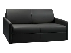 Sofá cama italiano 3p 14 cm piel sintética Negro CALIFE