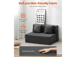 Sofá Cama Moderno SucceBuy,Sofá Cama Plegable 3 en 1 con 2 Almohadas, Gris Oscuro, Tamaño Individual
