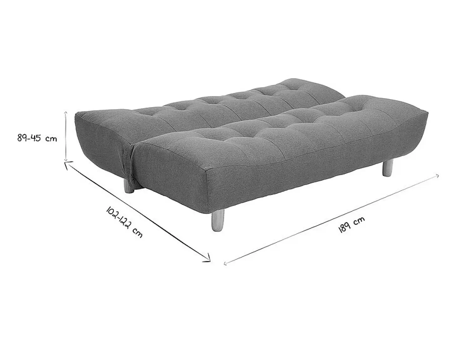 Sofá cama nórdico 3 plazas de borreguillo blanco y madera clara YUMI