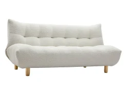Sofá cama nórdico 3 plazas de borreguillo blanco y madera clara YUMI