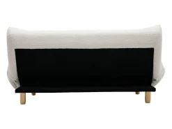 Sofá cama nórdico 3 plazas de borreguillo blanco y madera clara YUMI