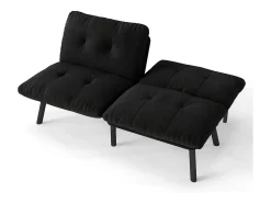 Sofá cama plegable, 2 plazas, con función de cama, negro