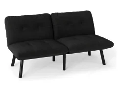 Sofá cama plegable, 2 plazas, con función de cama, negro