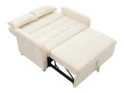 Sofá cama plegable de 2 plazas en tejido de lino - 127 x 75 x 94 cm - con función de descanso - Beige
