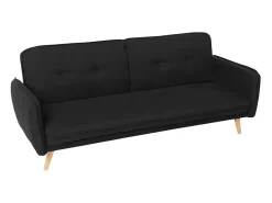 Sofá cama reclinable de diseño nórdico clic clac 3 plazas tejido Merida - Negro