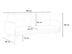 Sofá cama reclinable de diseño nórdico clic clac 3 plazas tejido Merida - Negro