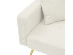 Sofá cama recto de 2 plazas en sherpa blanca, respaldo abatible en 3 posiciones - 175x64x72cm