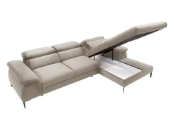 Sofá cama rinconera derecha de terciopelo beige diseño SEPINA de Pascal Morabito