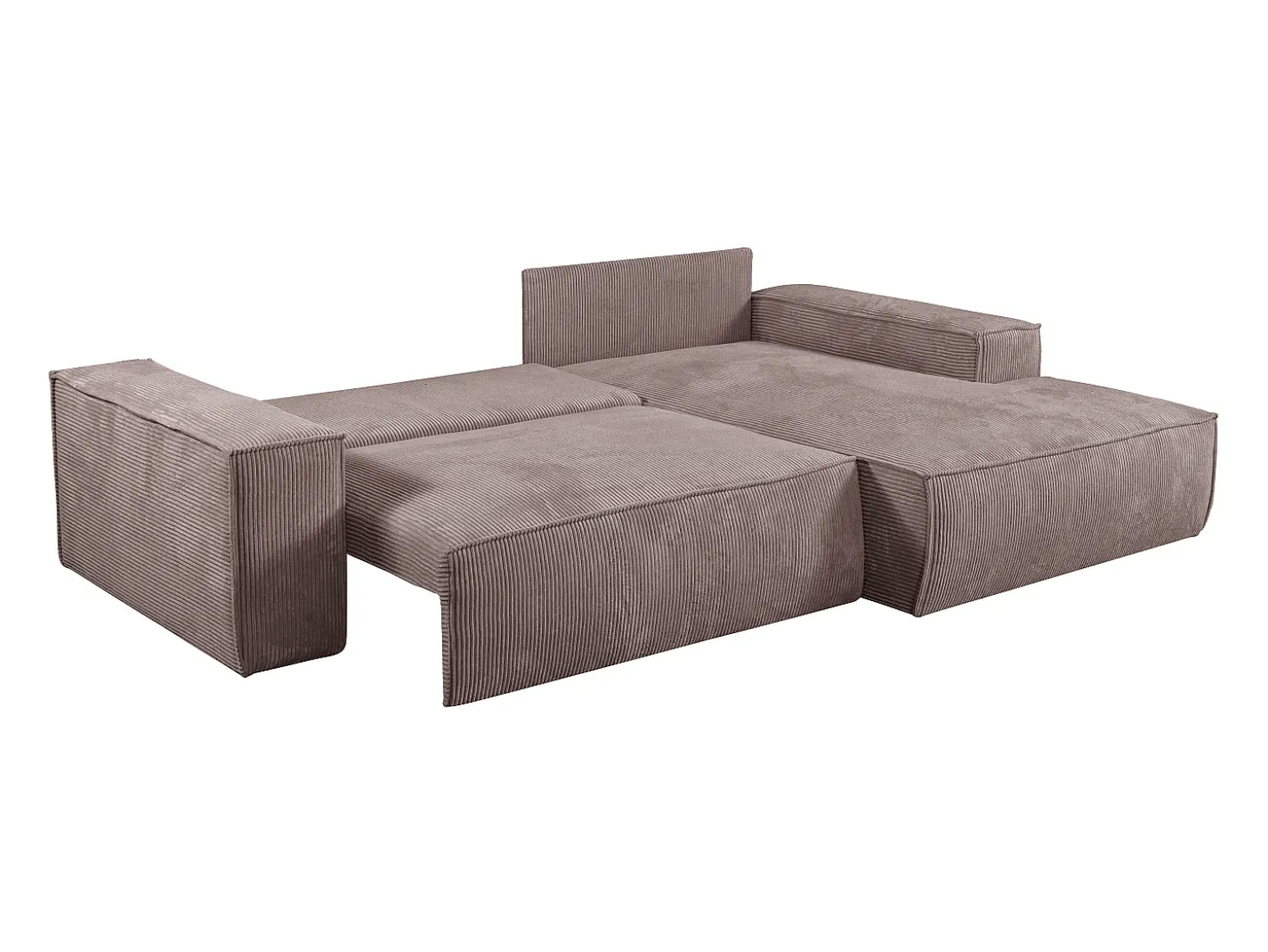 Sofá cama rinconera derecha de pana malva - AMELIA