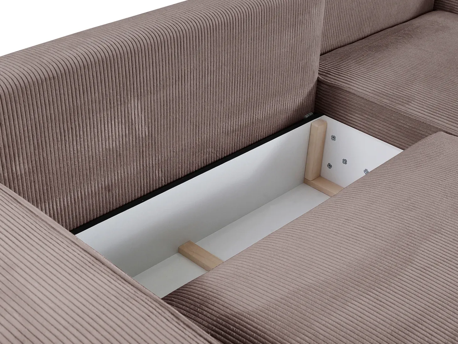 Sofá cama rinconera derecha de pana malva - AMELIA